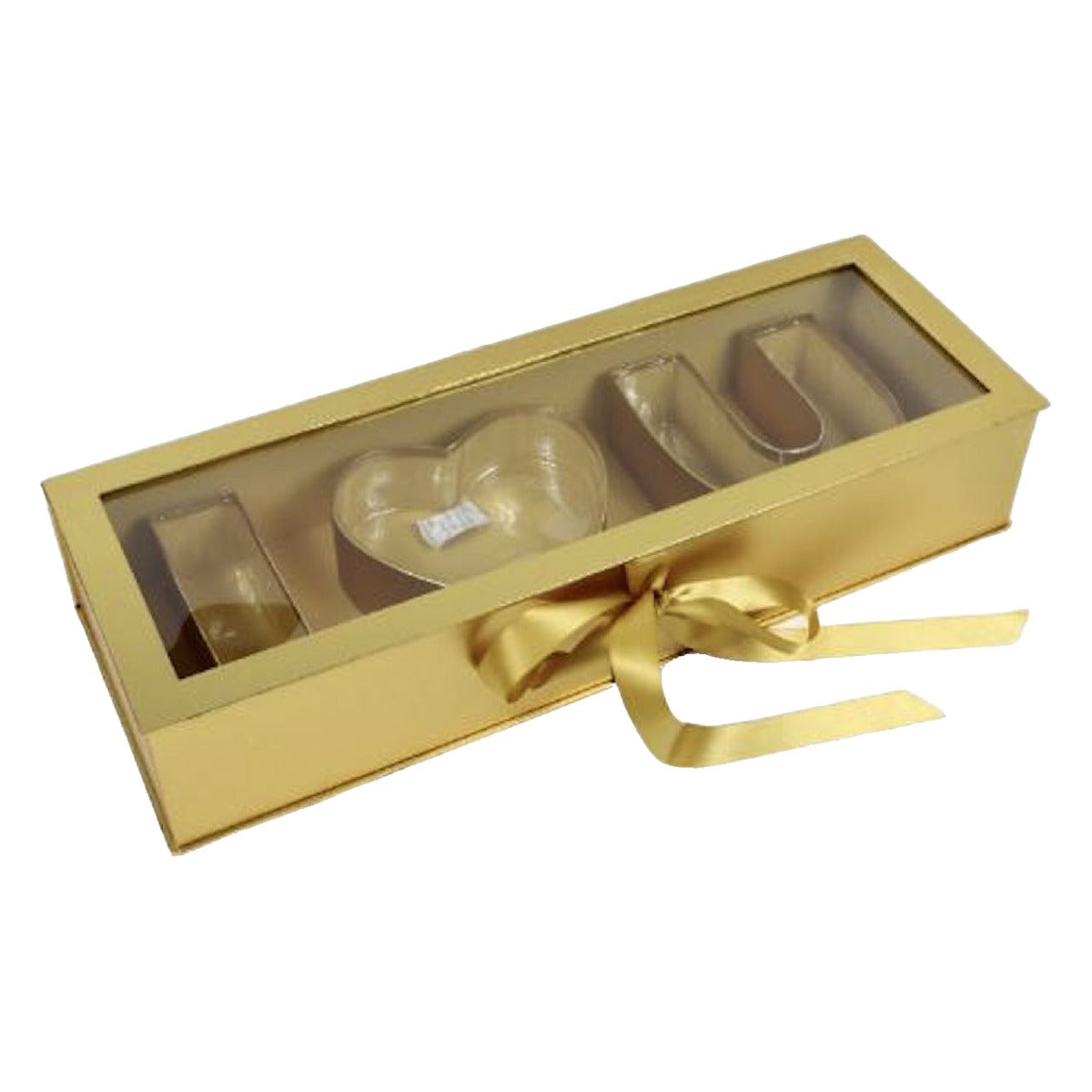 Caja de Regalo I Love U con Ventana 56 x 20 x 10 cm - Dorado
