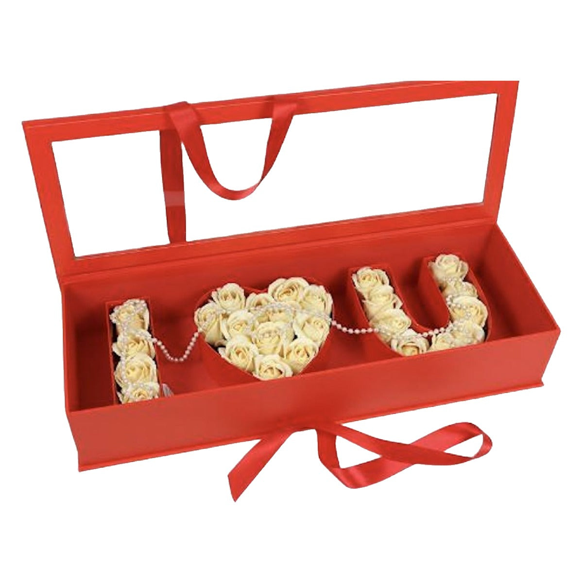 Caja de Regalo I Love U con Ventana 56 x 20 x 10 cm - Rojo
