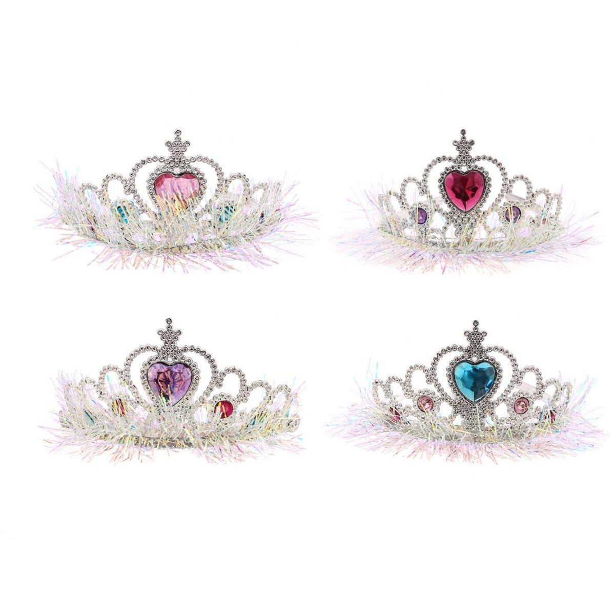 Corona de Plástico con Luz LED Corazón y Espumillón Ø11,5 cm