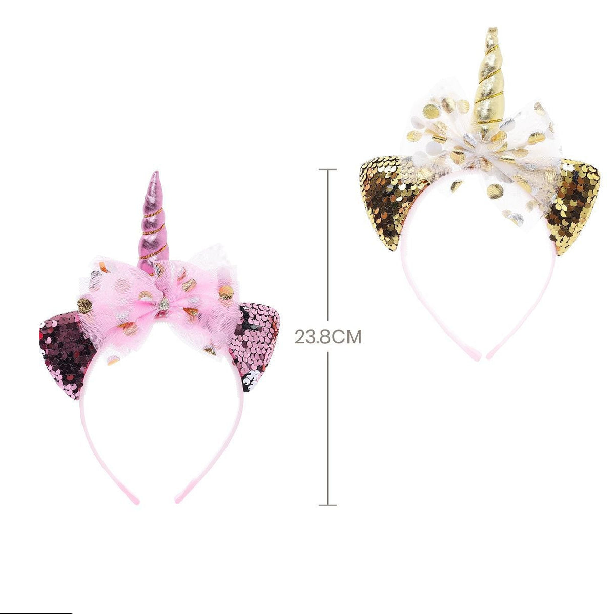Diadema Unicornio con Orejas de Lentejuelas y Tul 17,1 x 23,8 cm
