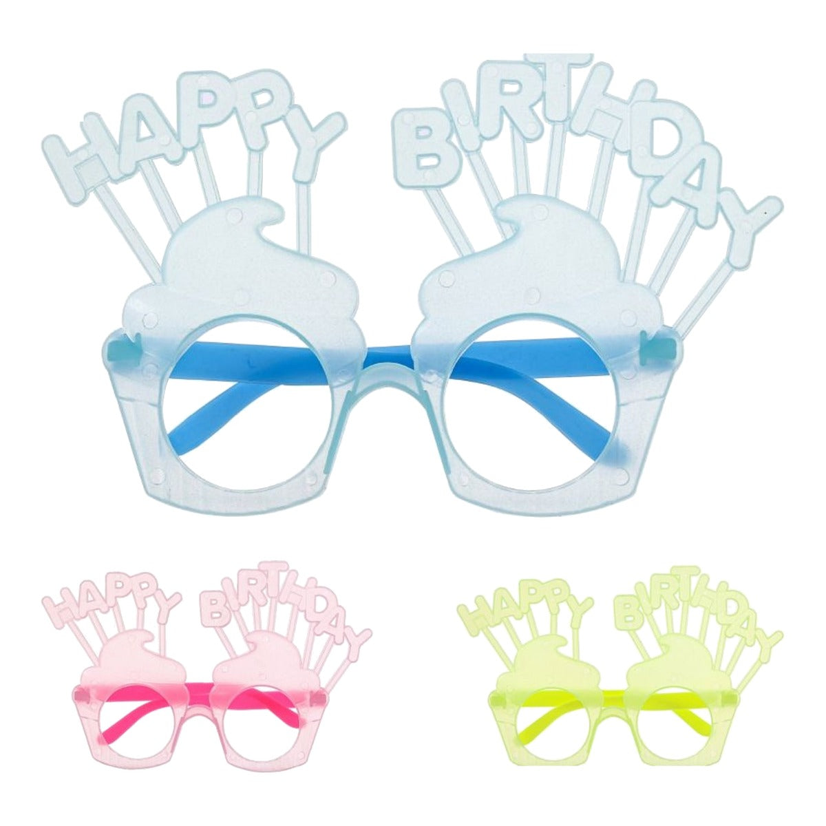 Gafas Luminosas Happy Birthday Brillan en la Oscuridad 18,6 x 17 cm 3 uds