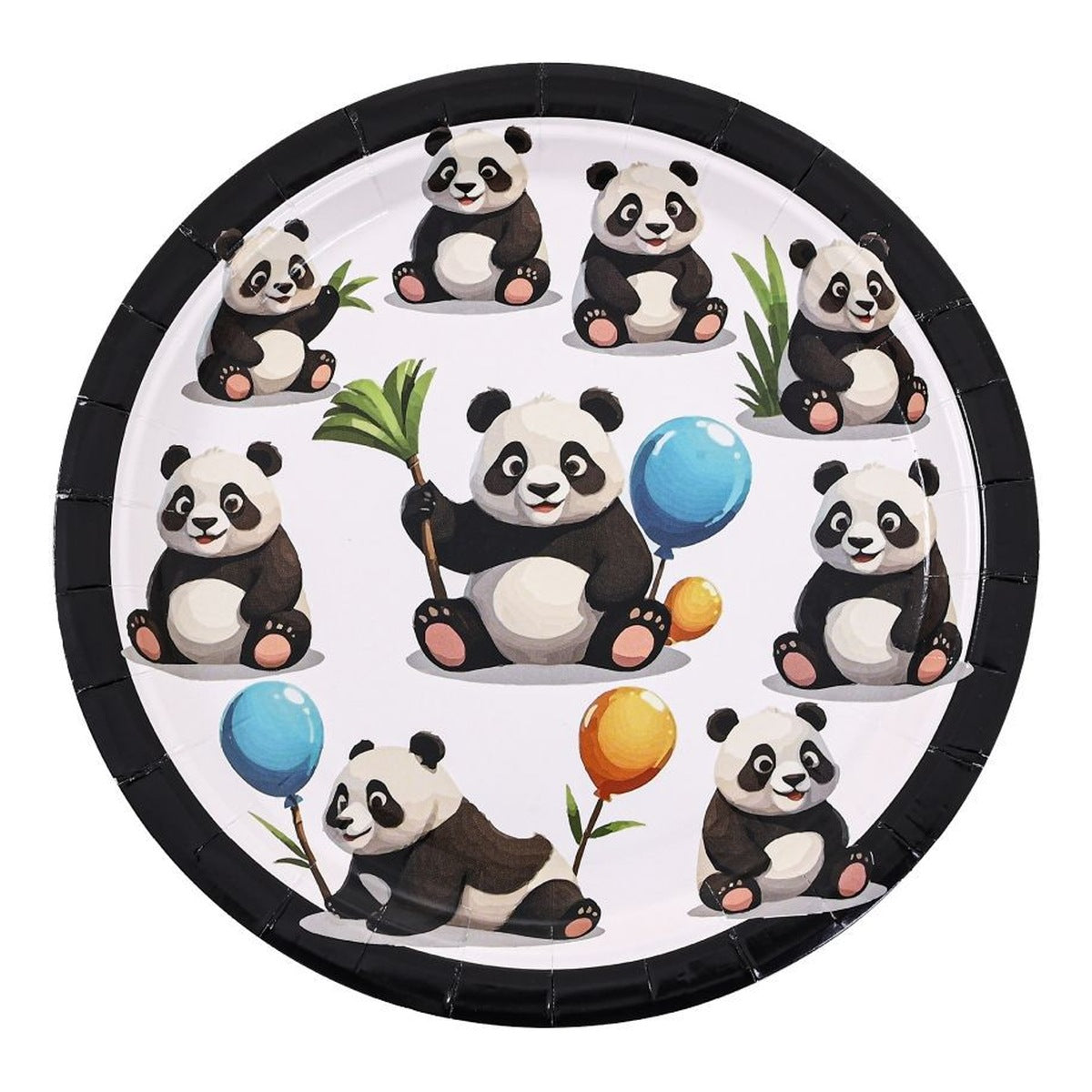 Platos Cartón Pandas con Globos 22,5 cm 6 uds