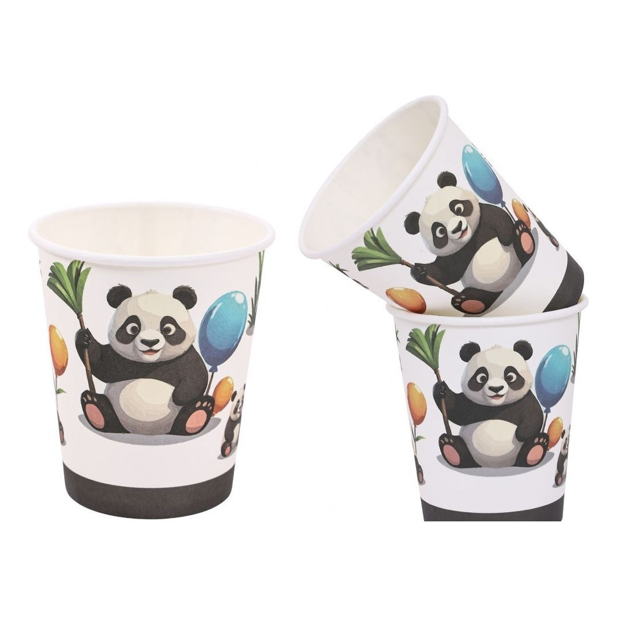 Vasos Cartón Pandas con Globos 250 ml 6 uds