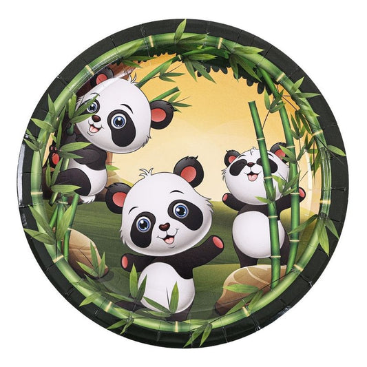 Platos Cartón Pandas en el Bosque de Bambú 18 cm 6 uds