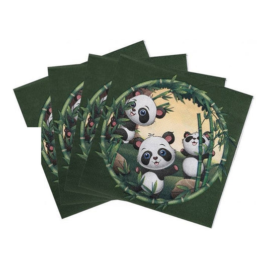 Servilletas Pandas en el Bosque de Bambú 33 x 33 cm 16 uds