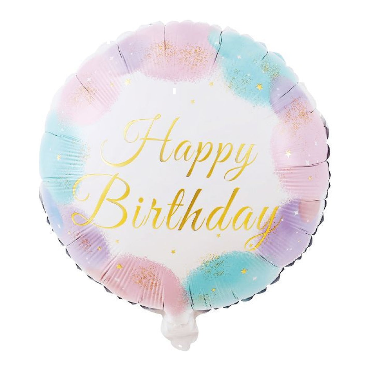 Globo Foil Redondo Happy Birthday Acuarela Pastel 45 cm (18")