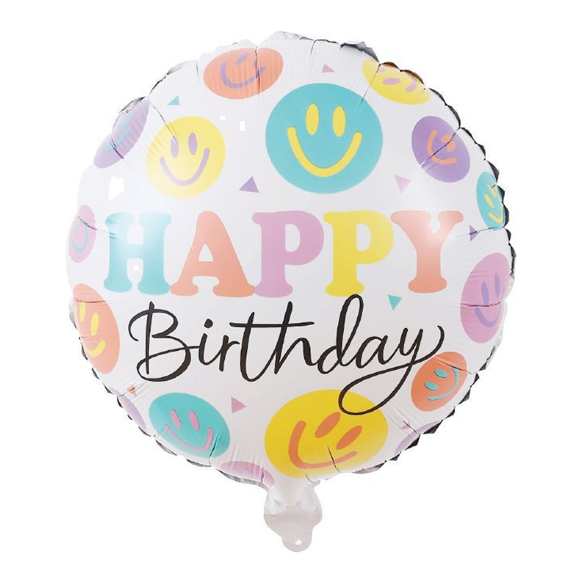 Globo Foil Redondo Happy Birthday Caritas Sonrientes 45 cm (18")