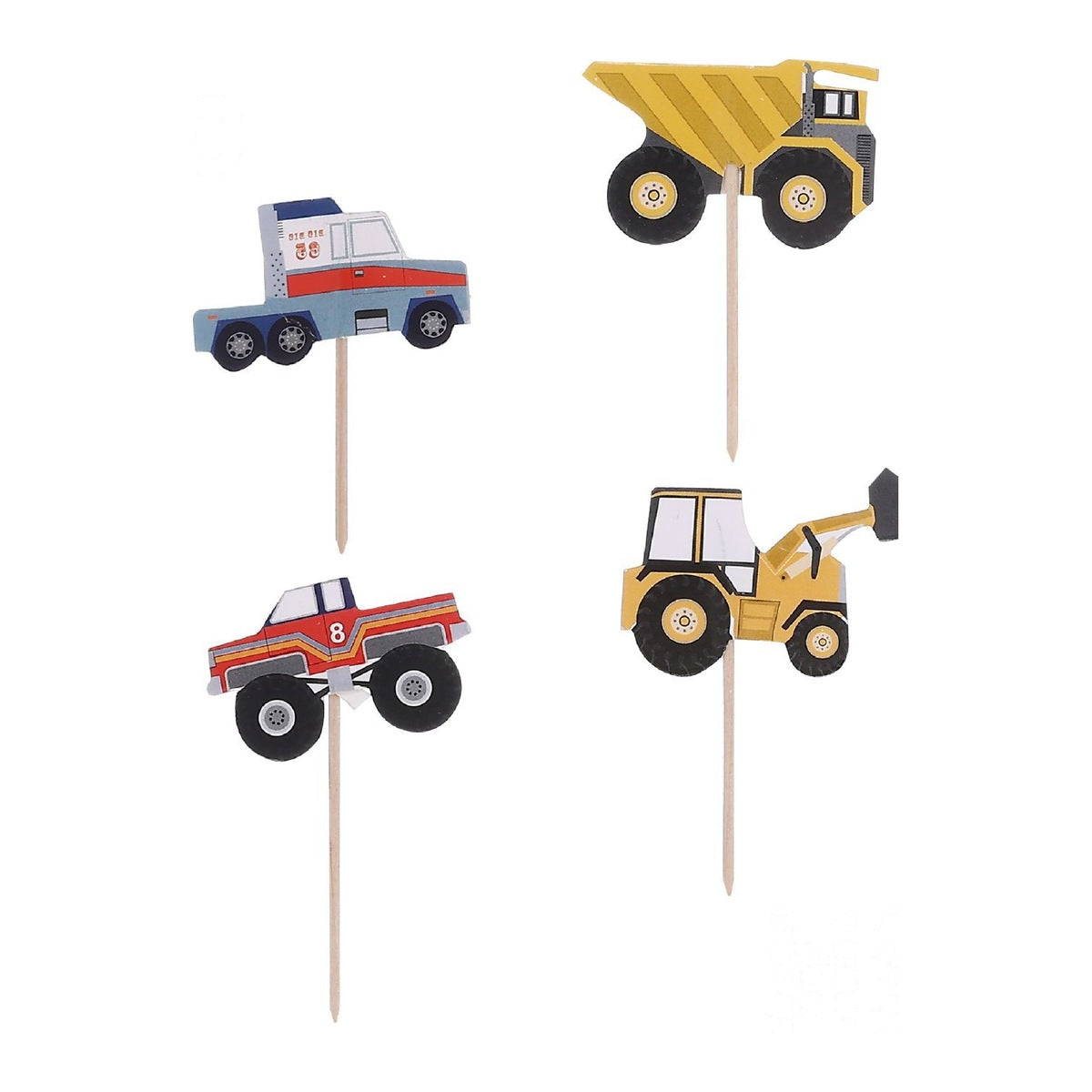 Toppers Vehículos de Construcción para Tarta 12 uds 7 cm