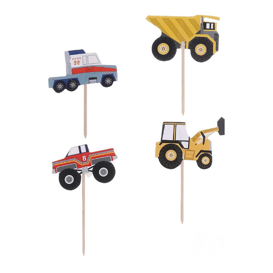 Toppers Vehículos de Construcción para Tarta 12 uds 7 cm