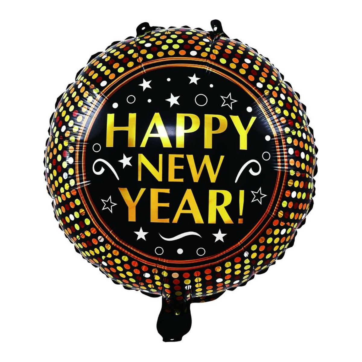 Globo Foil Redondo Happy New Year Puntos Dorados 45 cm (18")