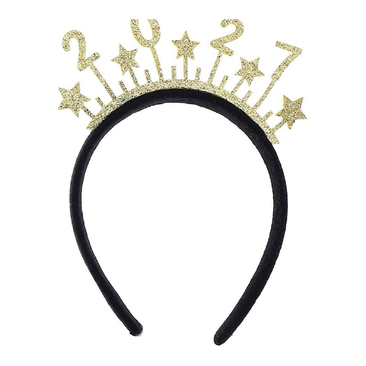 Diadema 2027 con Estrellas Purpurina 18 cm - Dorado