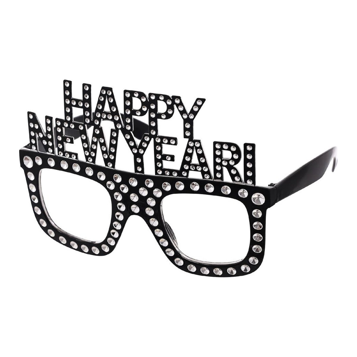 Gafas Happy New Year con Strass 15 x 10,5 cm - Negro
