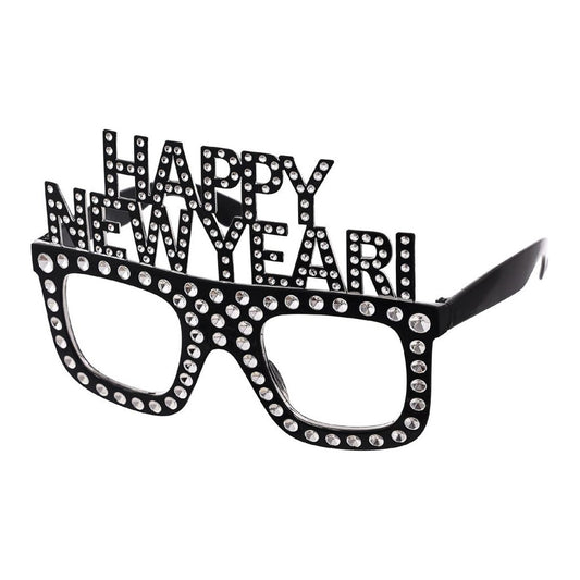 Gafas Happy New Year con Strass 15 x 10,5 cm - Negro
