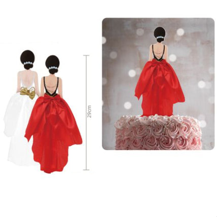 Topper Tarta Chica con Vestido de Noche Rojo 29 cm