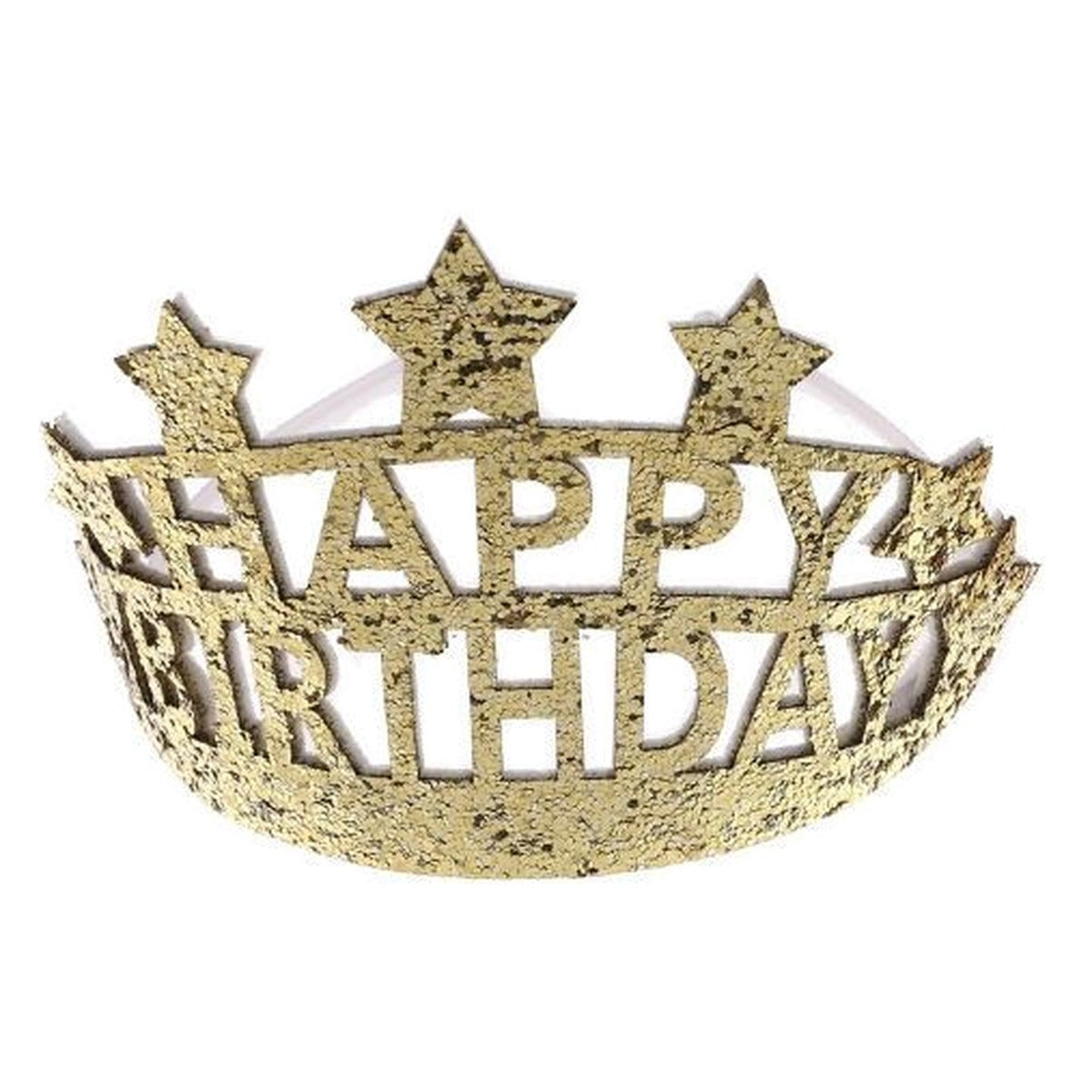 Corona Happy Birthday con Purpurina Ø12,5 cm - Dorado
