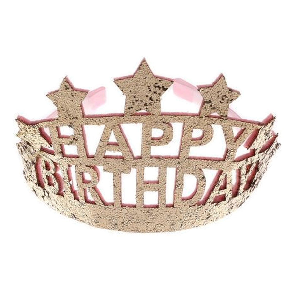 Corona Happy Birthday con Purpurina Ø12,5 cm - Oro Rosa