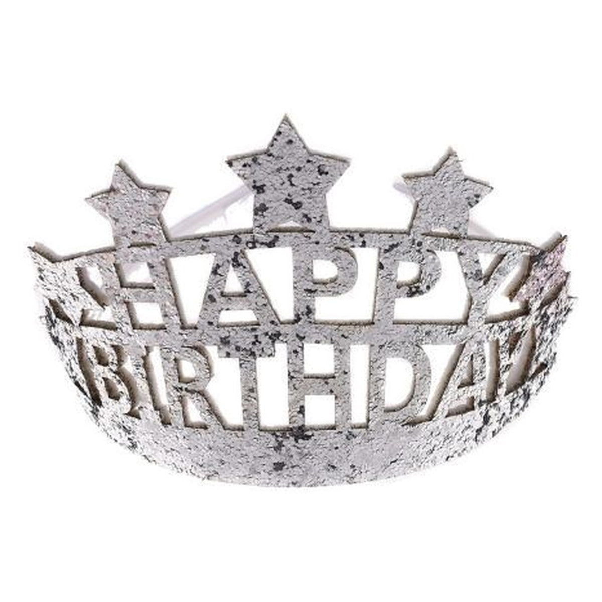 Corona Happy Birthday con Purpurina Ø12,5 cm - Plateado