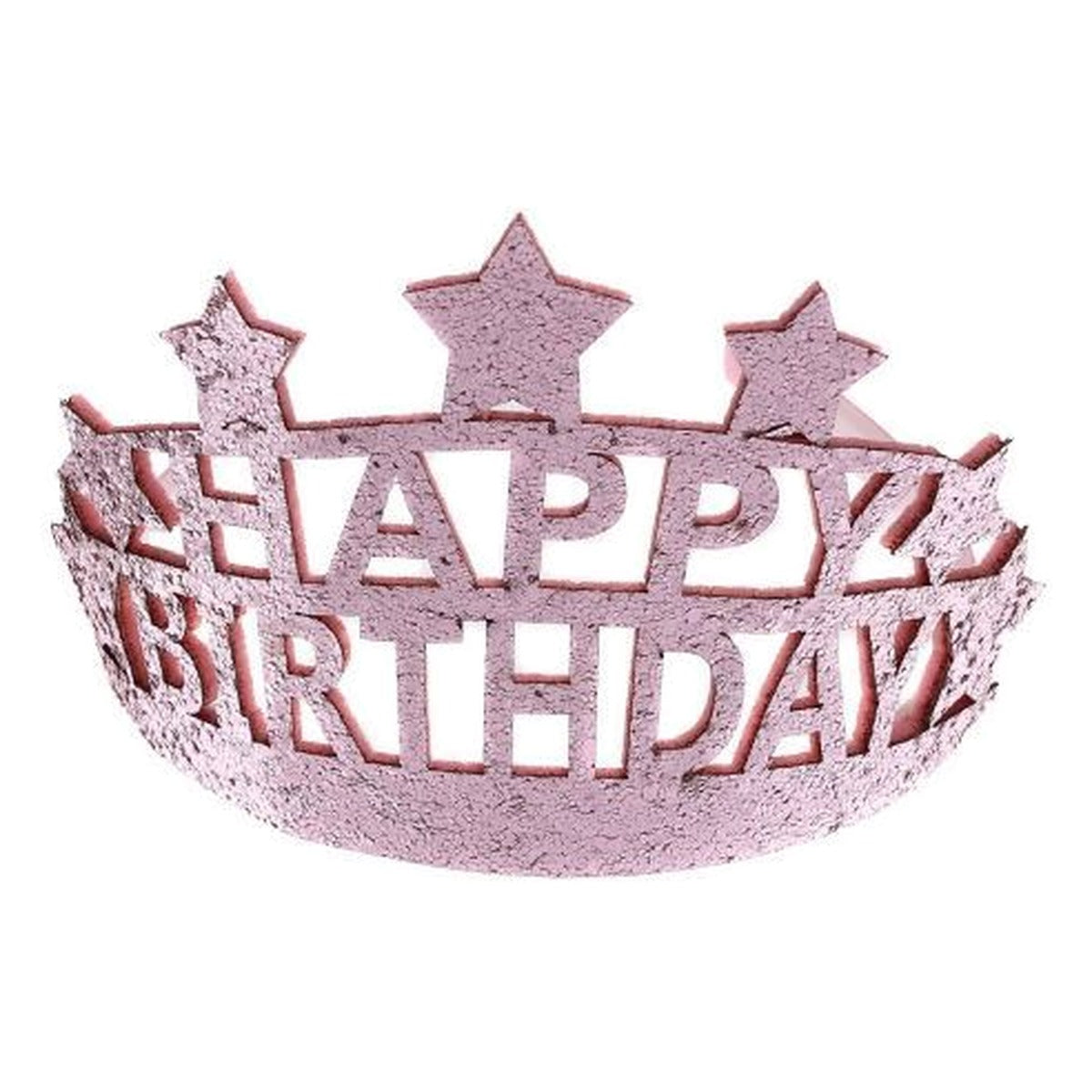 Corona Happy Birthday con Purpurina Ø12,5 cm - Rosa