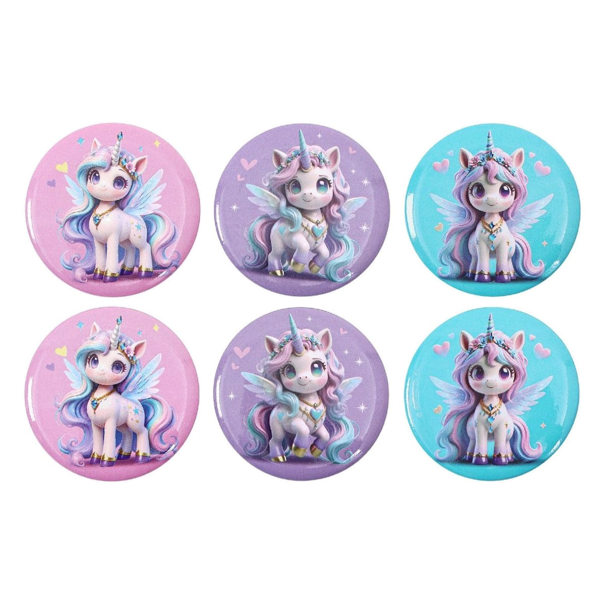 Pines Unicornio Alado Pastel 4,4 cm 6 uds