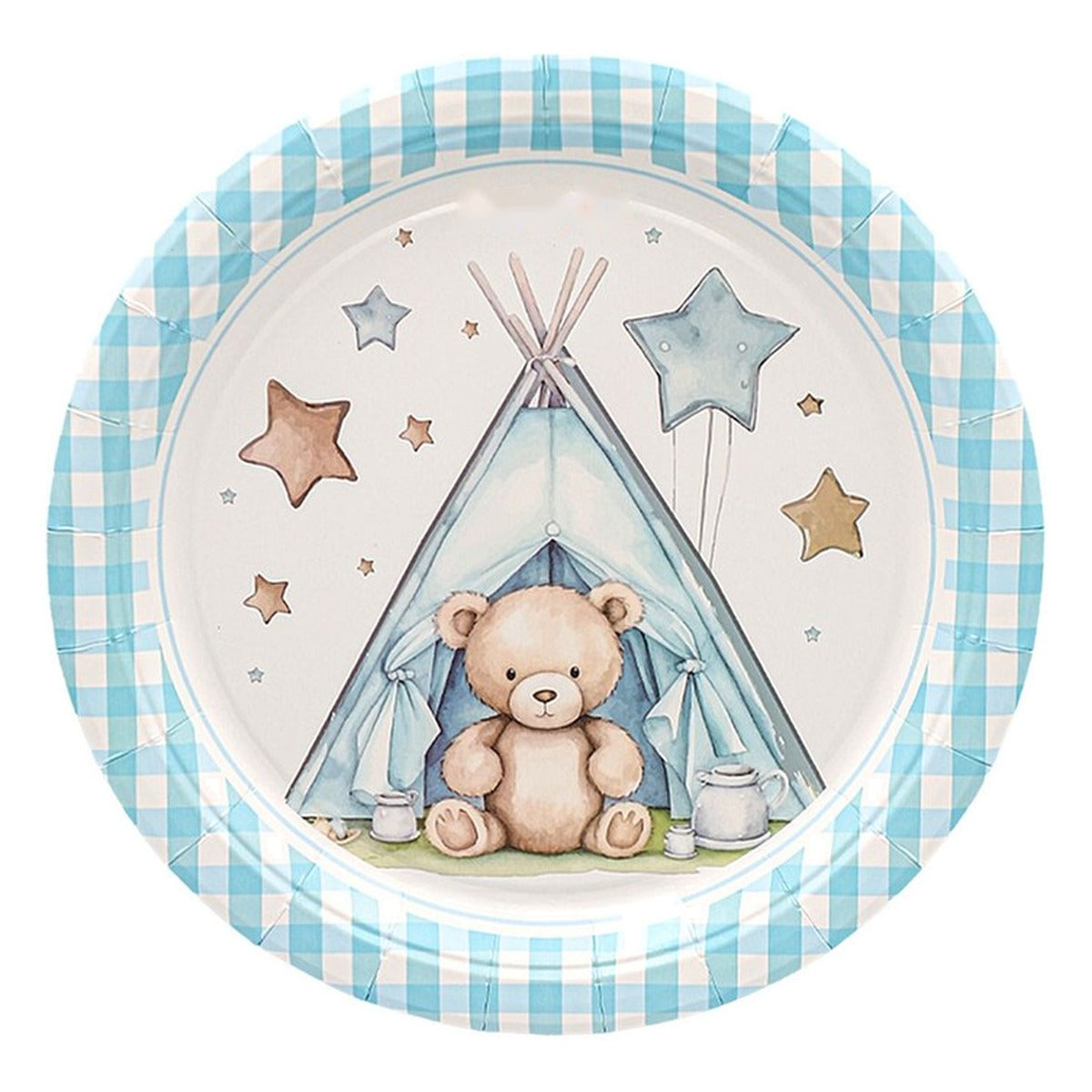 Platos Papel Osito en Tienda Azul - 18 cm - 8 uds