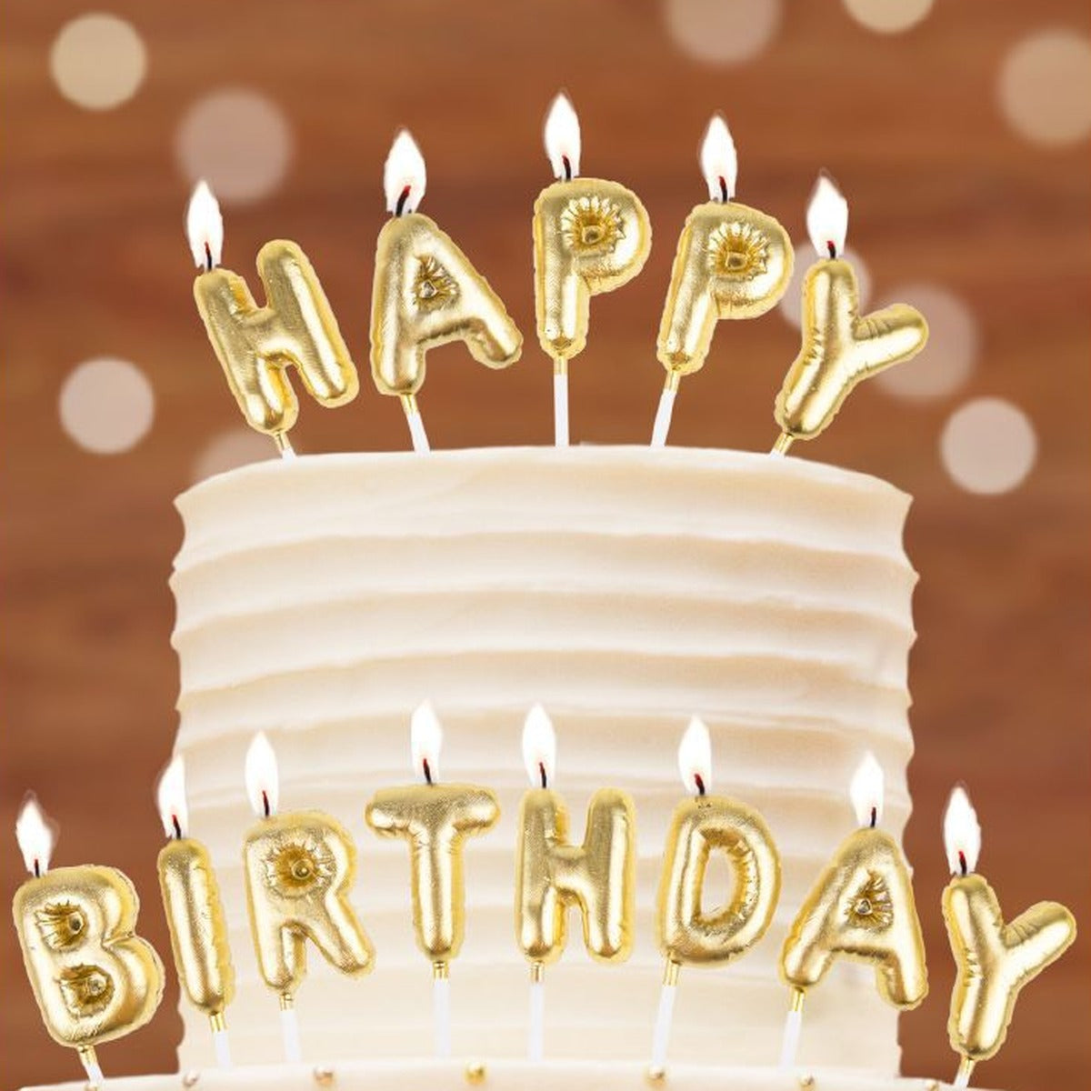 Velas Letras Happy Birthday Doradas 6,8 cm