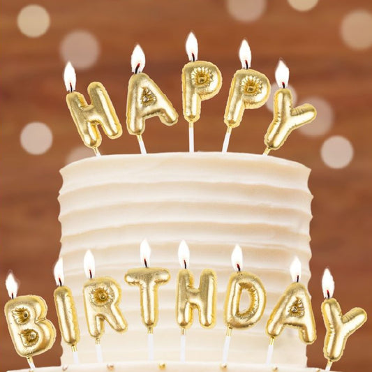 Velas Letras Happy Birthday Doradas 6,8 cm