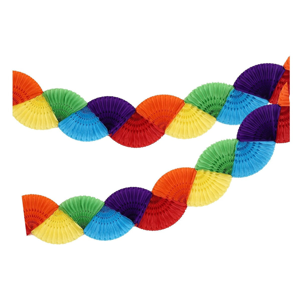 Guirnalda de Abanicos de Papel Arcoíris 22 cm x 3 m