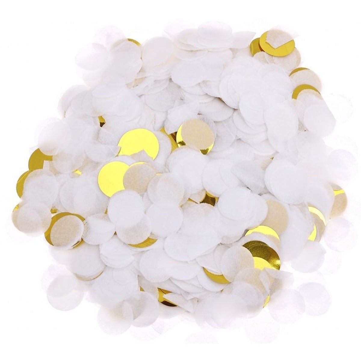 Confeti de Papel Seda Redondo 1,5 cm 15 g - Blanco y Oro