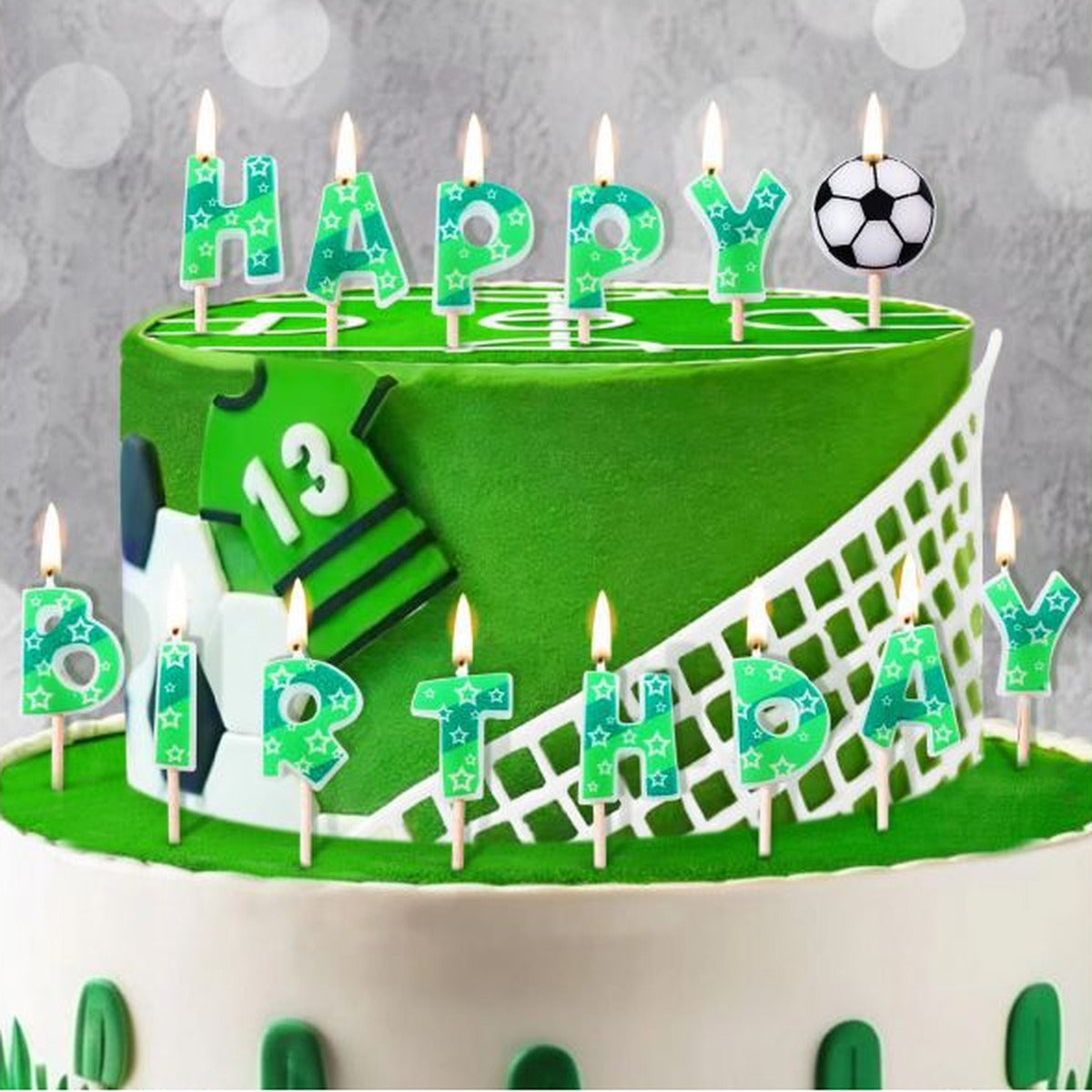 Velas Letras Happy Birthday Fútbol 14 uds