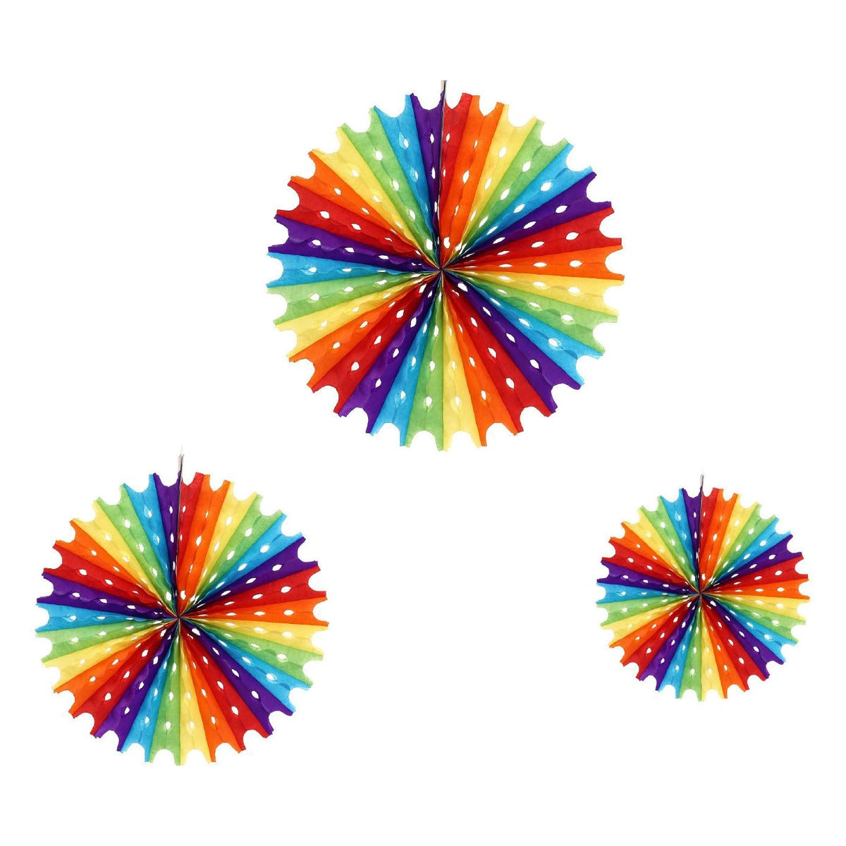 Abanicos de Papel Arcoíris 3 piezas 50, 40 y 30 cm