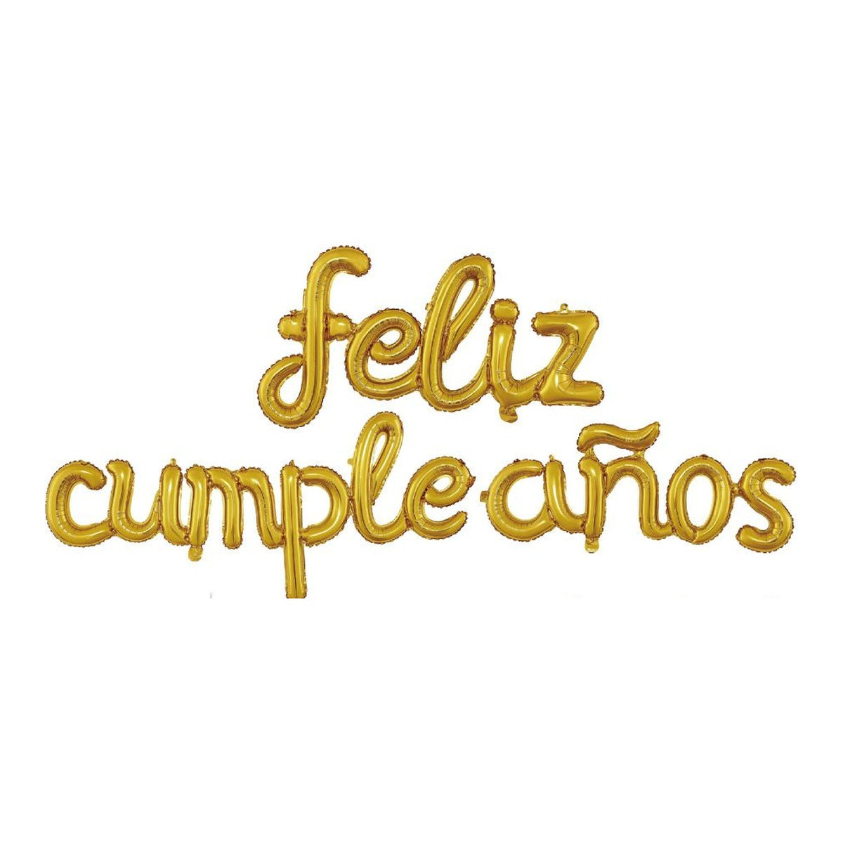 Globos Foil Feliz Cumpleaños Letras Cursivas Enlazadas 265 x 50 cm 3 piezas - Dorado
