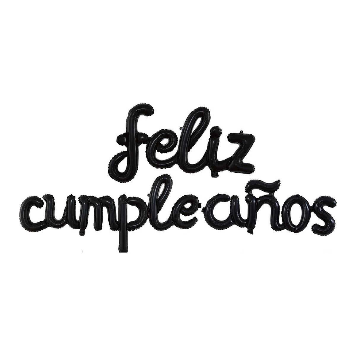 Globos Foil Feliz Cumpleaños Letras Cursivas Enlazadas 265 x 50 cm 3 piezas - Negro