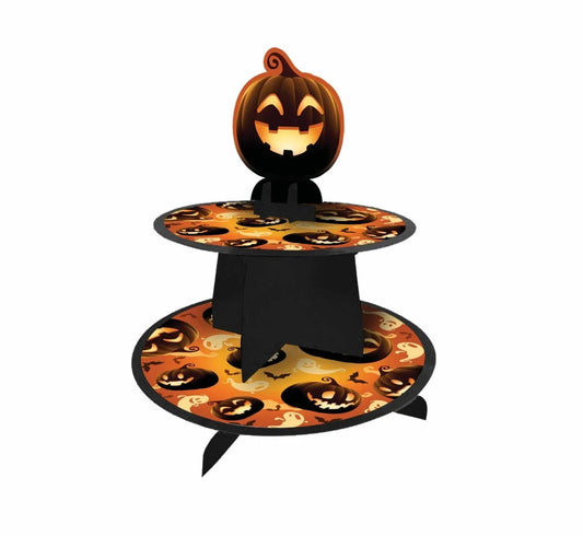Soporte para Tarta Naranja con Calabazas Halloween 36cm
