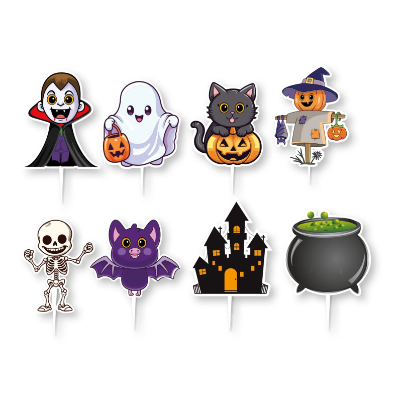 Topper Surtido para Tarta de Halloween 16 uds