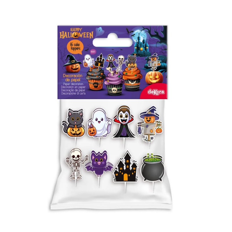 Topper Surtido para Tarta de Halloween 16 uds