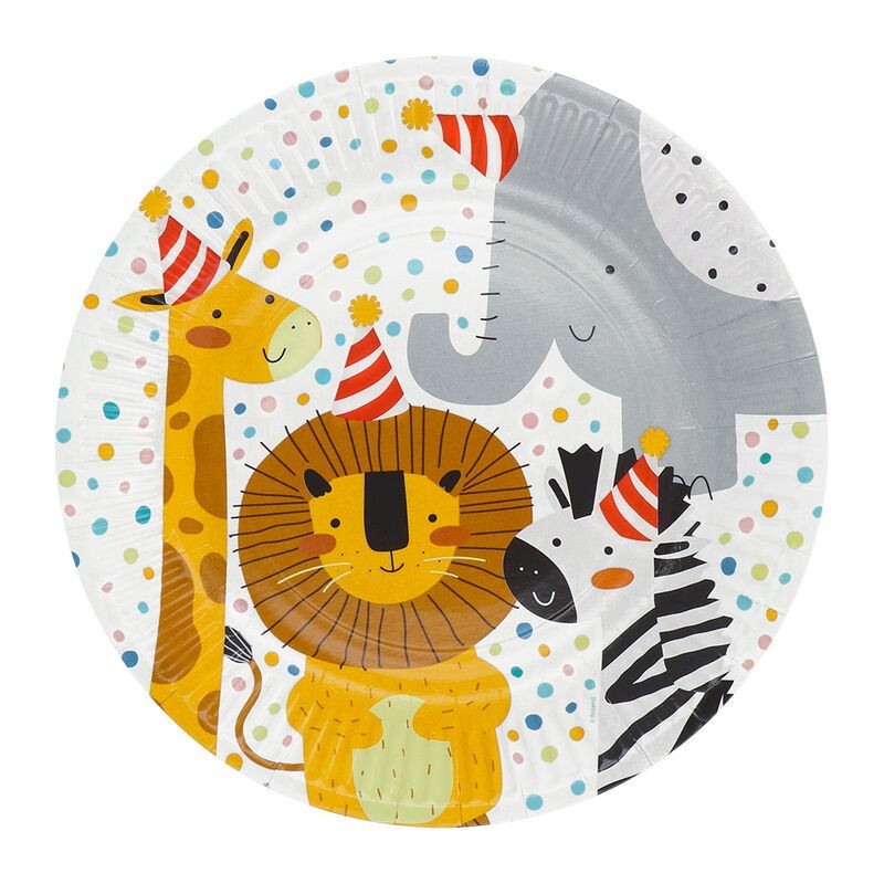 Platos Cartón Animales Jungla Safari 23cm 8uds