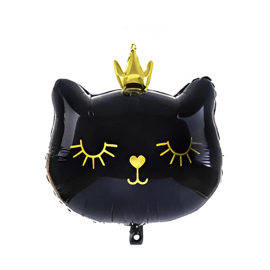 Globo Foil Gato Negro con Corona 64,5 x 76 cm