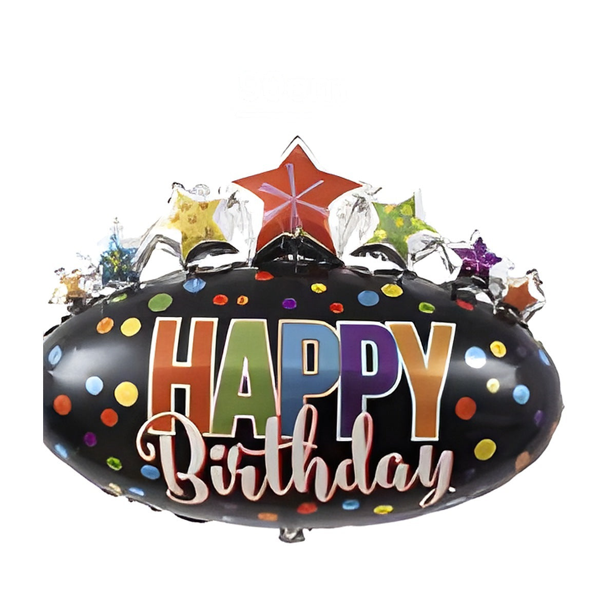 Globo Foil Estrella Happy Birthday con Estrellas 89 x 90 cm