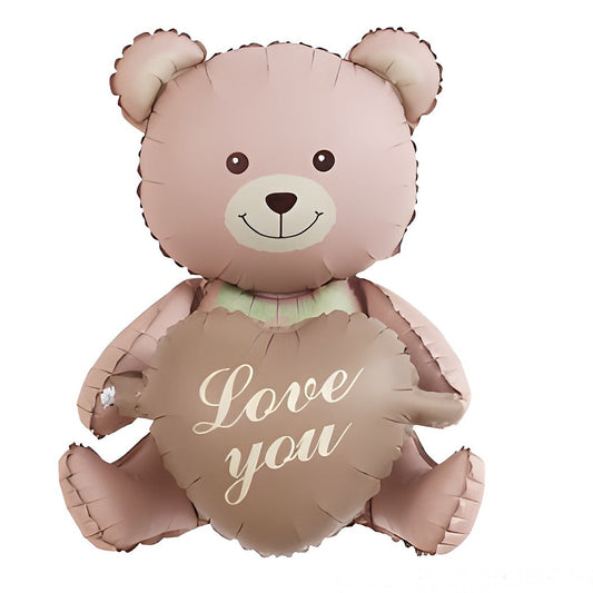 Globo Foil Oso con Corazón Love You 105,5 x 66,5 cm Rosa