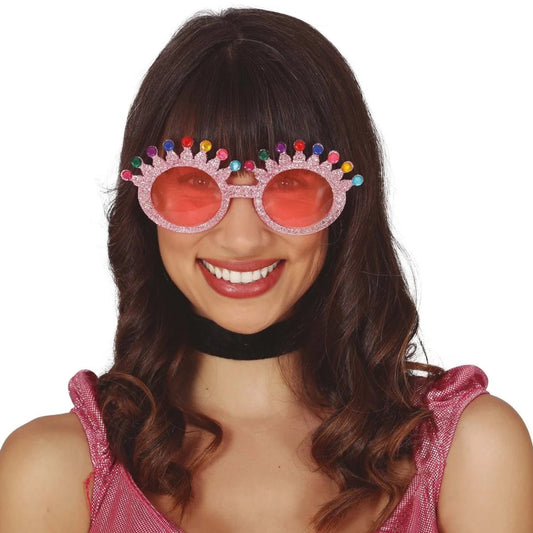 Gafas de Fiesta Rosa con Purpurina