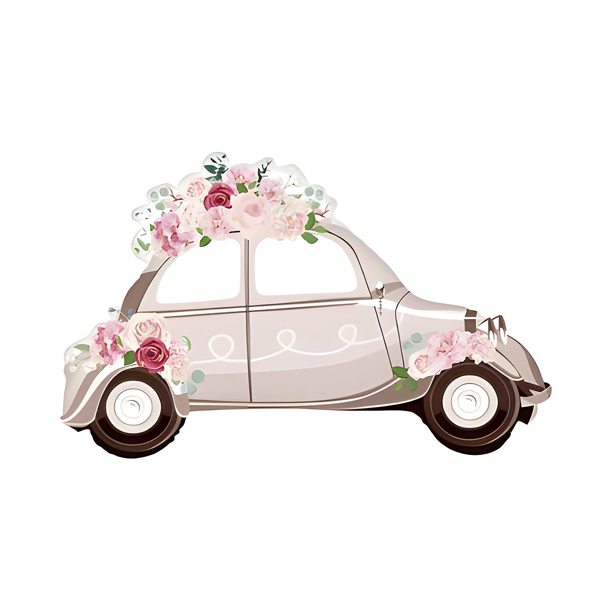 Globo Foil Coche de Boda con Flores 48 x 76 cm