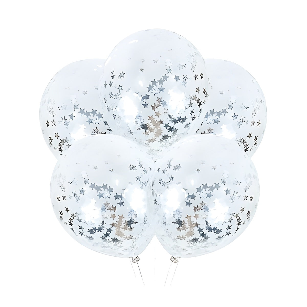Globos Confeti Estrellas Plateadas 30 cm 5 uds