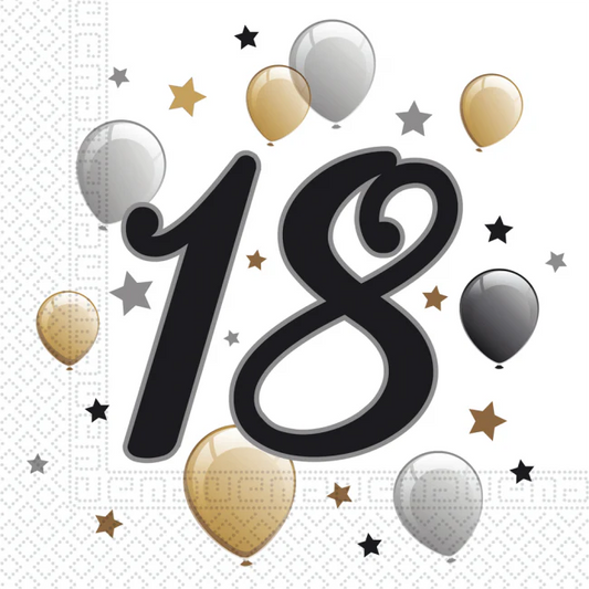 Servilletas Globos Cumpleanos Adultos 18 30 40 50 60 70 80 Anos 33x33cm Pack 20 uds
