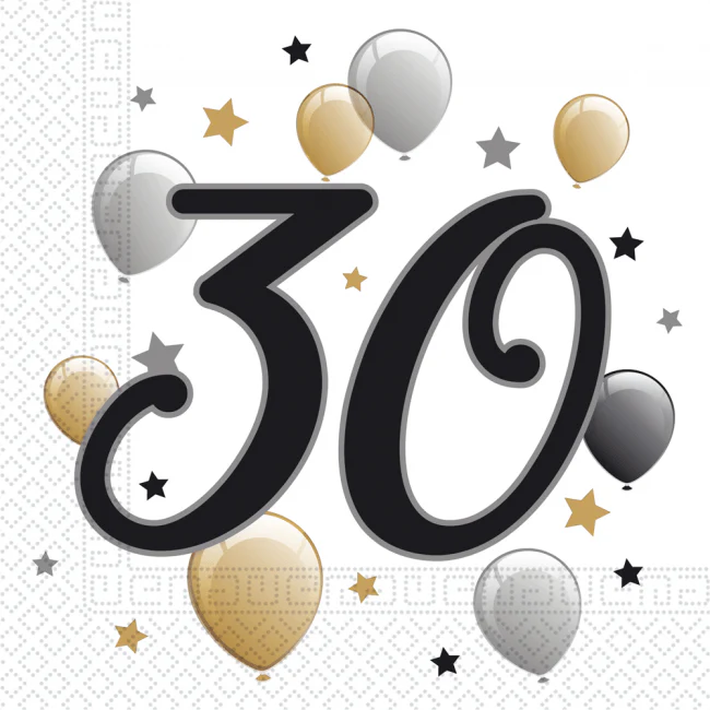 Servilletas Globos Cumpleanos Adultos 18 30 40 50 60 70 80 Anos 33x33cm Pack 20 uds