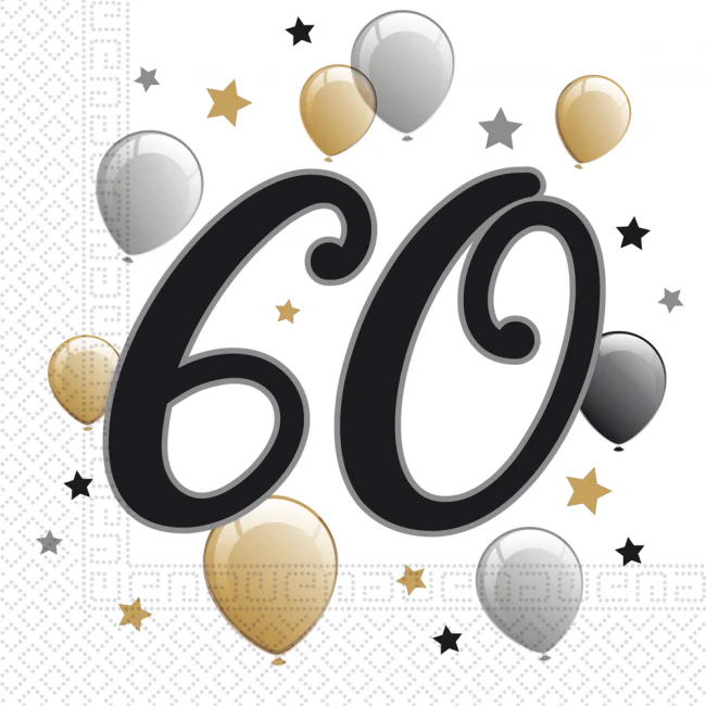 Servilletas Globos Cumpleanos Adultos 18 30 40 50 60 70 80 Anos 33x33cm Pack 20 uds