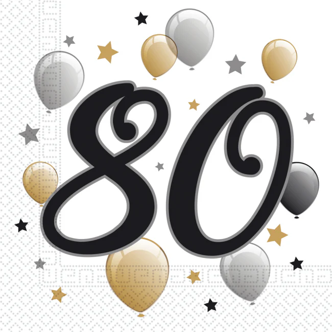 Servilletas Globos Cumpleanos Adultos 18 30 40 50 60 70 80 Anos 33x33cm Pack 20 uds