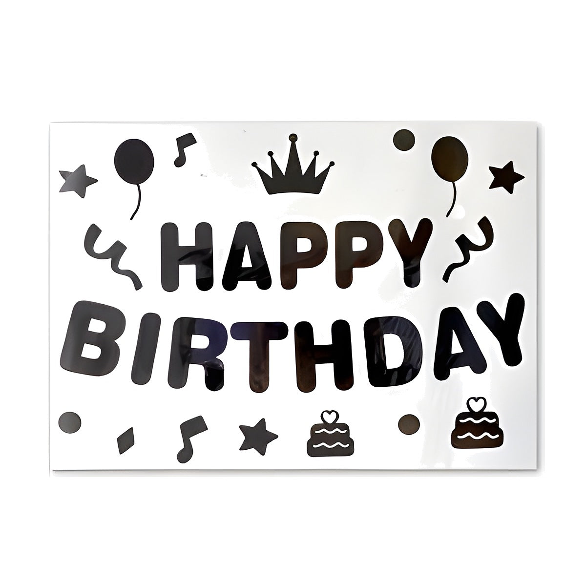 Pegatina para Globo Burbuja Happy Birthday Negro