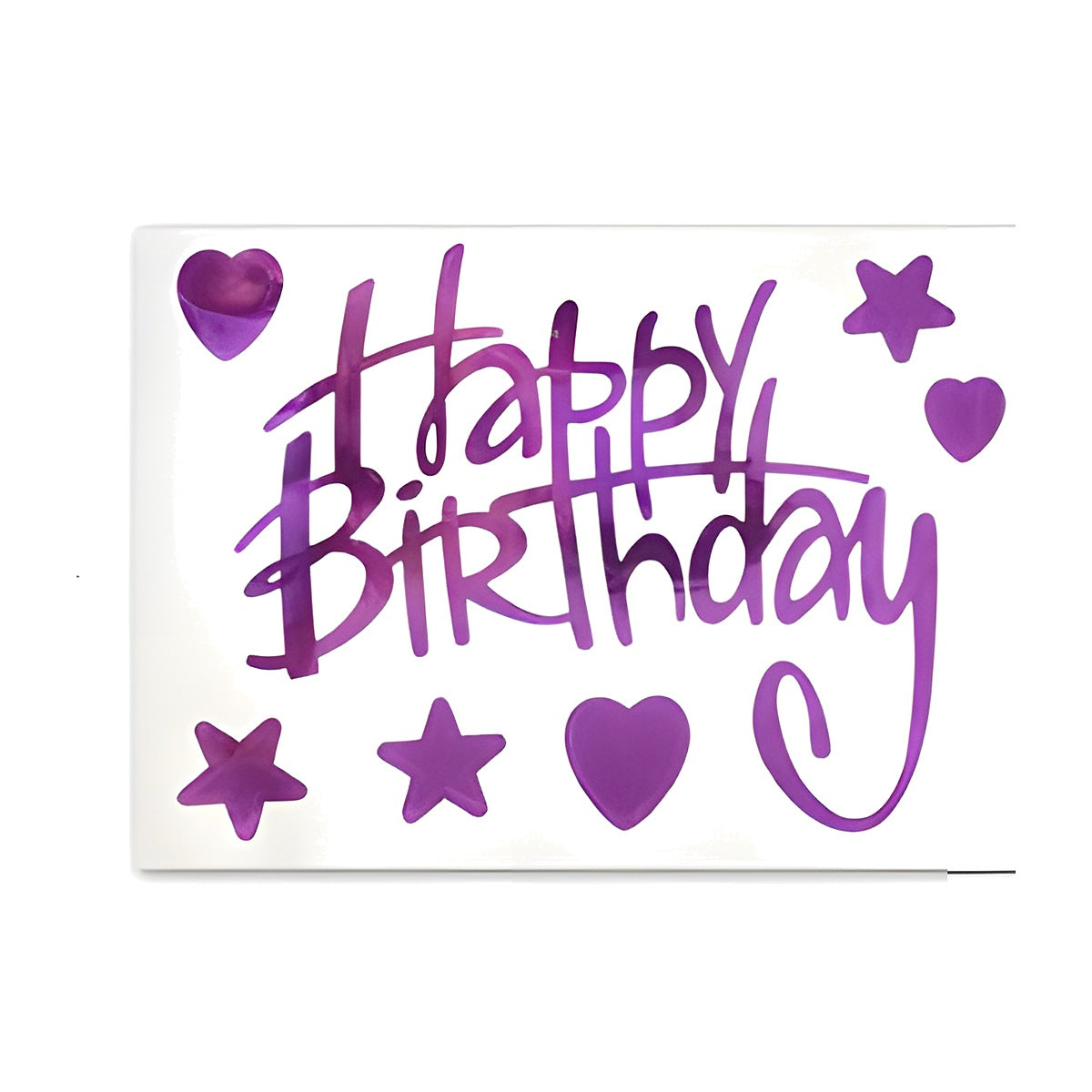 Pegatina para Globo Burbuja Happy Birthday Rosa con Estrellas y Corazones