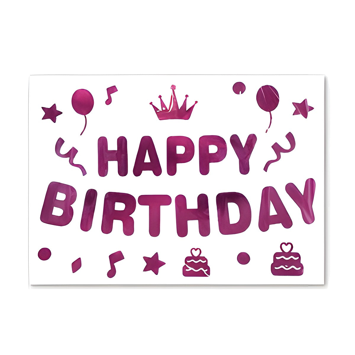 Pegatina para Globo Burbuja Happy Birthday Fucsia con Corona