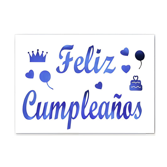 Pegatina para Globo Burbuja Feliz Cumpleaños Azul